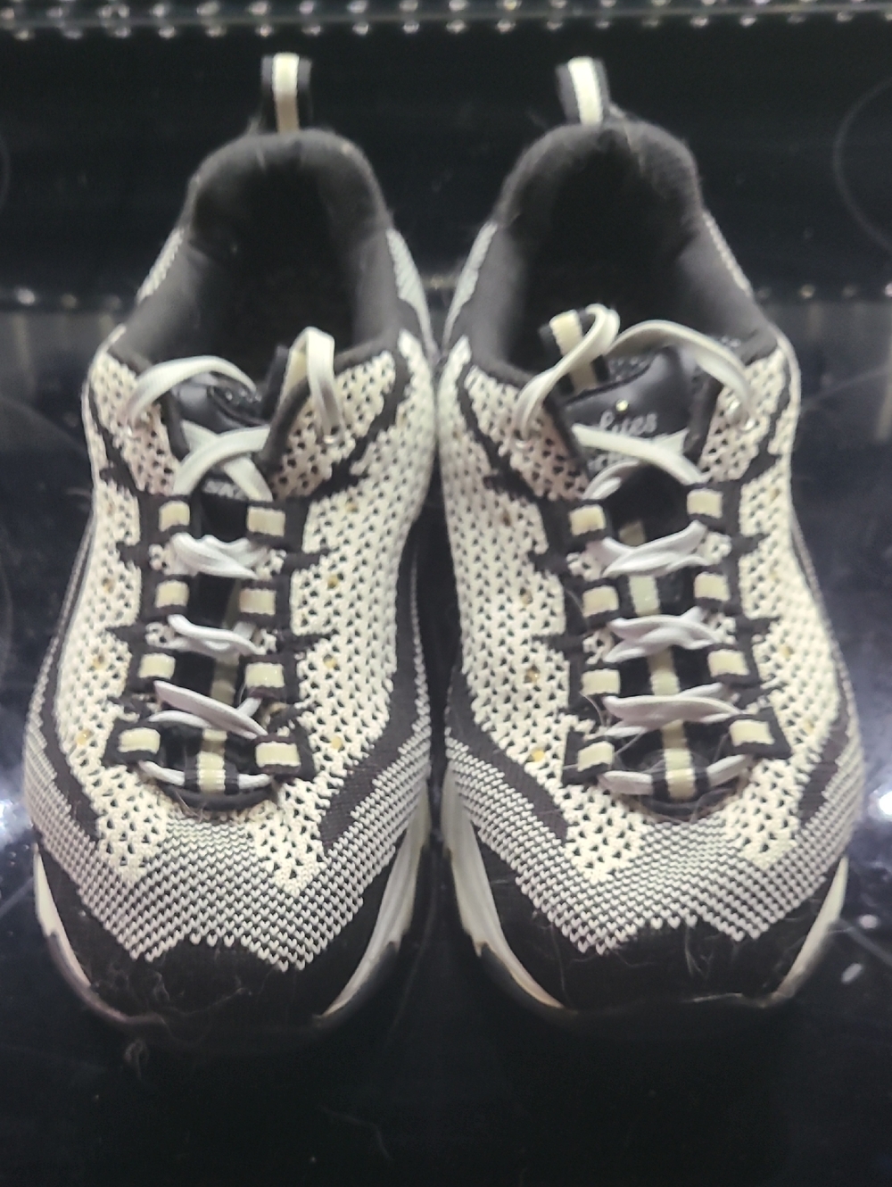 Lightweight Knit Sneakers in Black and Cream